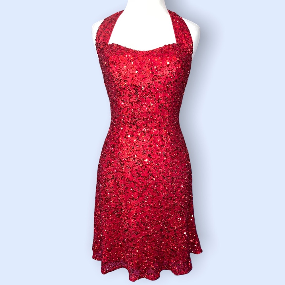 Red Sequence Cocktail Dress Scala